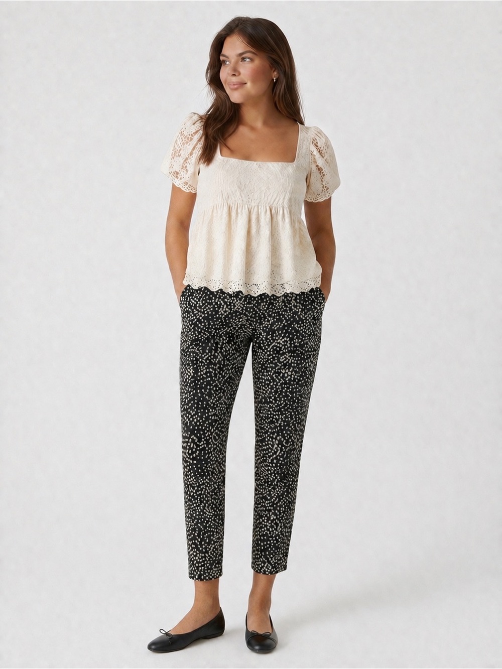 H&M Black & White ankle length Printed Pants
